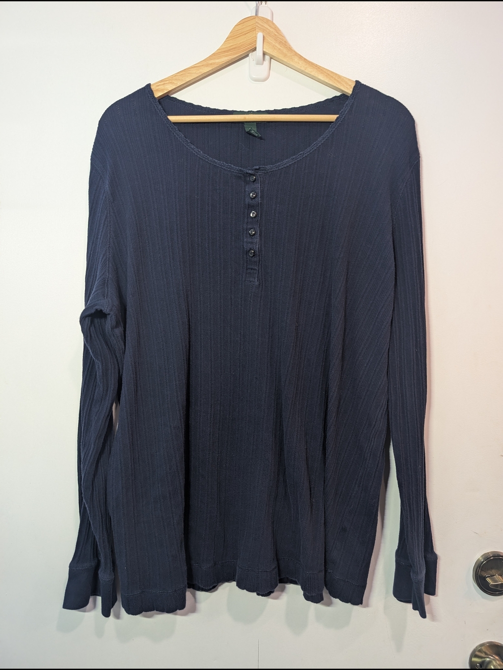 Lauren Ralph Lauren Navy Ribbed Henley Long Sleeve Top Women's Size 3XL